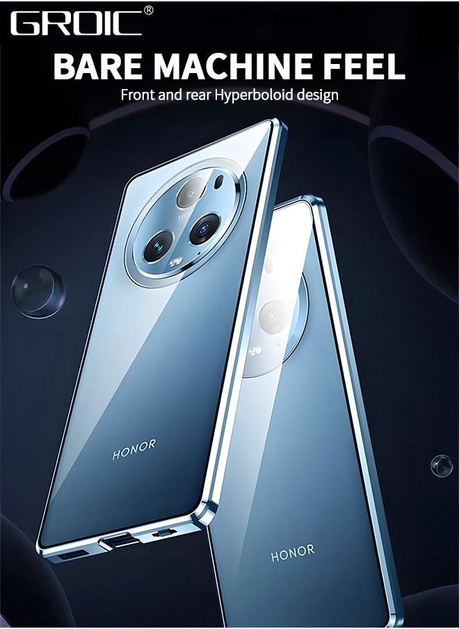 GROIC Magnetic Case for Honor Magic 5 Pro 6.81 Inches, Double Sided HD Tempered Glass Fingerprint Unlock Super Magnetic Adsorption Metal Bumper Frame 360° Full Protective Phone Cover  - Image 4