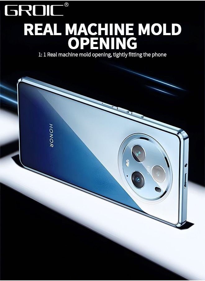 GROIC Magnetic Case for Honor Magic 5 Pro 6.81 Inches, Double Sided HD Tempered Glass Fingerprint Unlock Super Magnetic Adsorption Metal Bumper Frame 360° Full Protective Phone Cover  - Image 3
