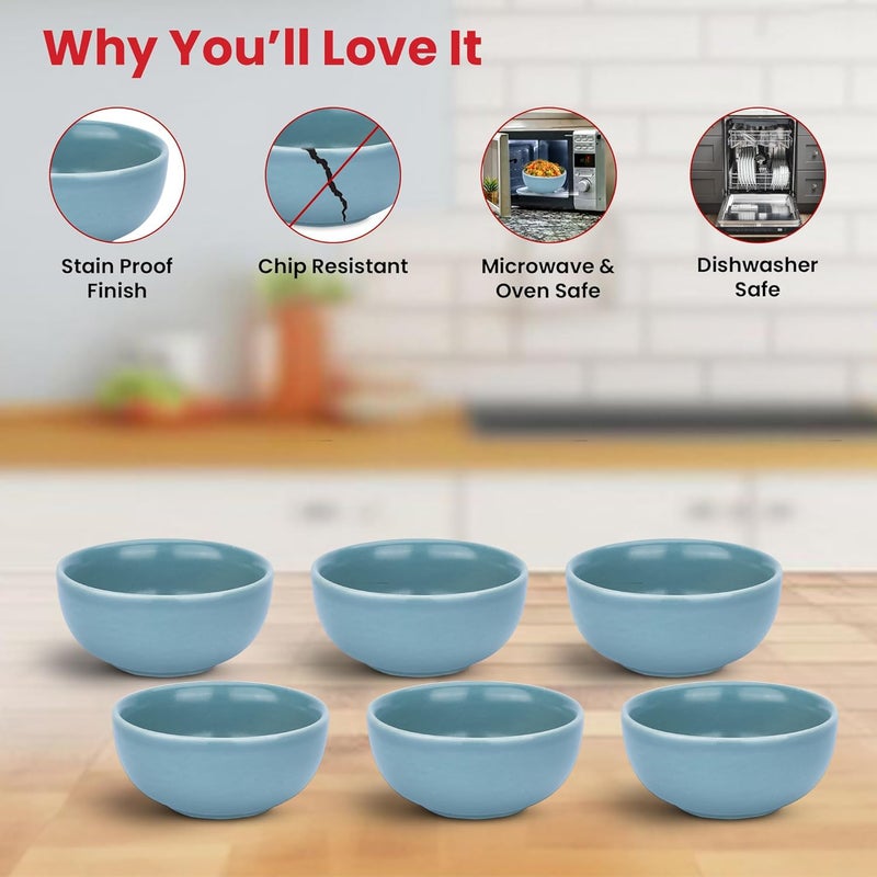 Homestic 12 Pcs Ceramic Dinner Set | Dishwasher & Microwave Safe | Crockery Set for Dining & Gifting | 6 Pcs Dinner Plates & 6 Pcs Bowl | Blue - Image 3