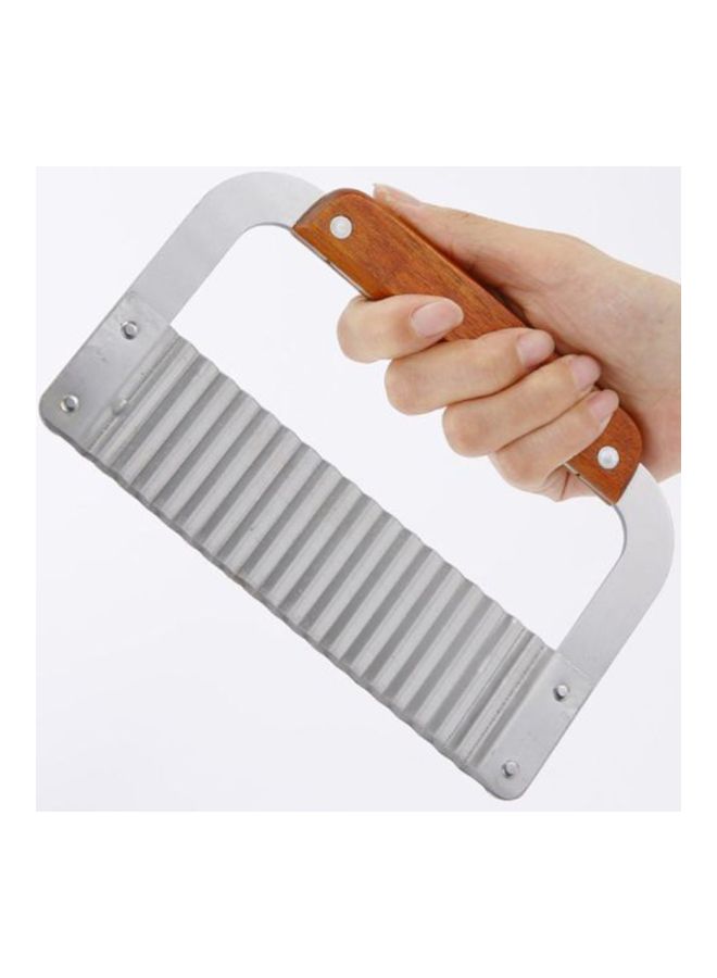 Loquat Stainless Steel Corrugated Potato Knife Silver/Brown 185x120x48mm - Image 4