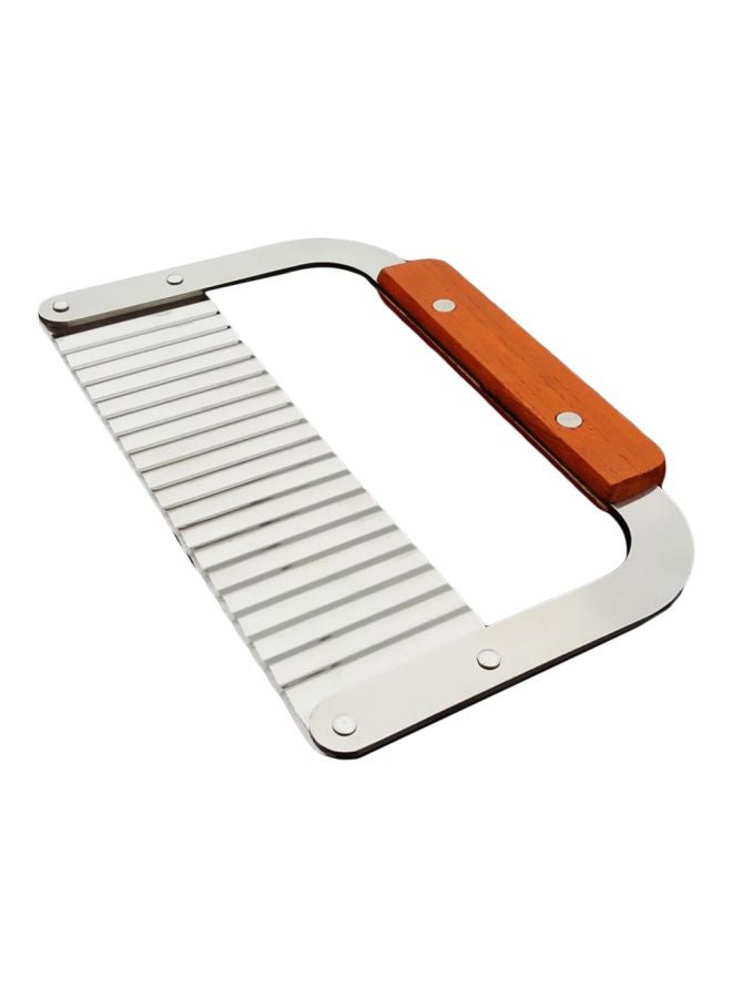 Loquat Stainless Steel Corrugated Potato Knife Silver/Brown 185x120x48mm - Image 1