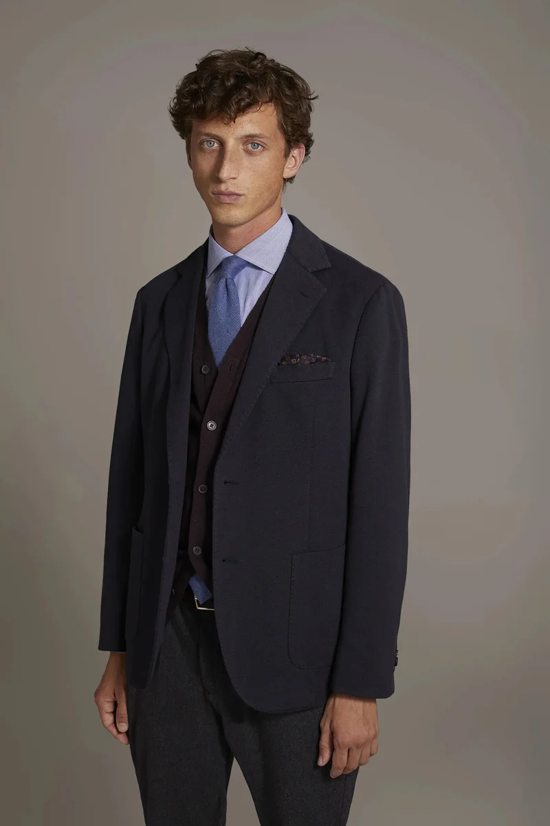 دوبل غانغر Single breasted jacket jersey cotton - Blue