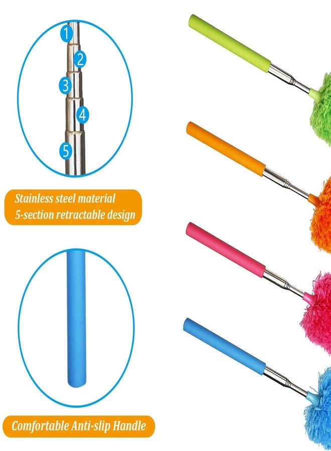 HDongany 4 Pack Microfiber Feather Duster, with Extendable Pole and Bendable Head, Washable Microfibre Cleaning Tool for Cleaning Office, Car, Computer, Furniture, Sofa, Photo Frame - Image 3