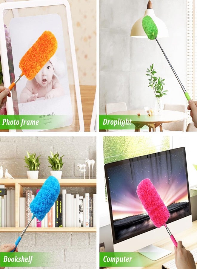 HDongany 4 Pack Microfiber Feather Duster, with Extendable Pole and Bendable Head, Washable Microfibre Cleaning Tool for Cleaning Office, Car, Computer, Furniture, Sofa, Photo Frame - Image 4