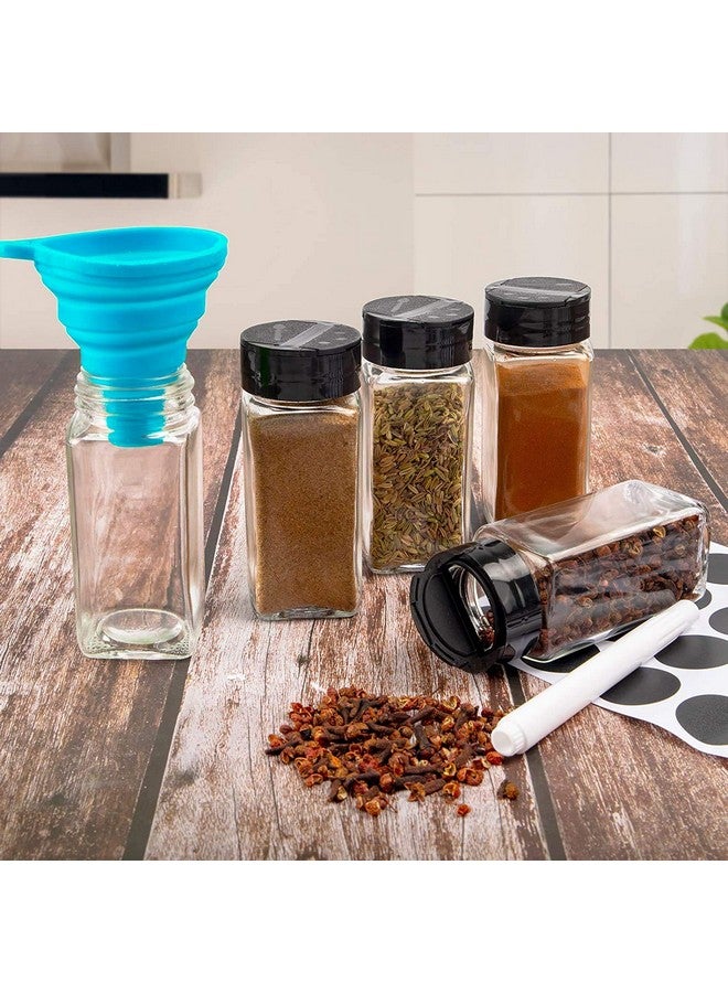 WHISKET-120 Ml|Square Spice Bottles Containers, Mini Glass Spice Jars, Spice Bottles, Seasoning Containers, Glass Spice Jars.(24), Transparent - Image 3