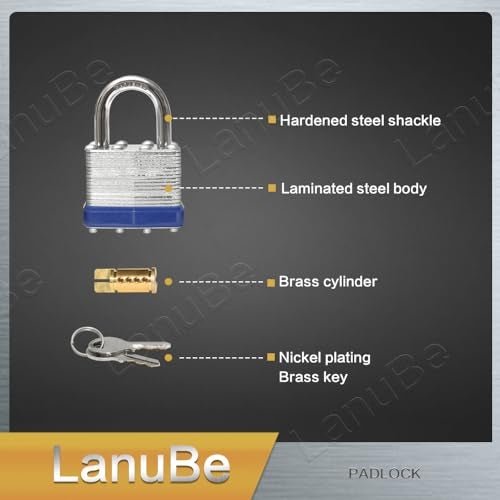 LanuBe Lock Laminated keyed Padlock (1-9/16", 40mm), keyed Alike Locks, Normal Shackle, Pack of 24 - Image 5