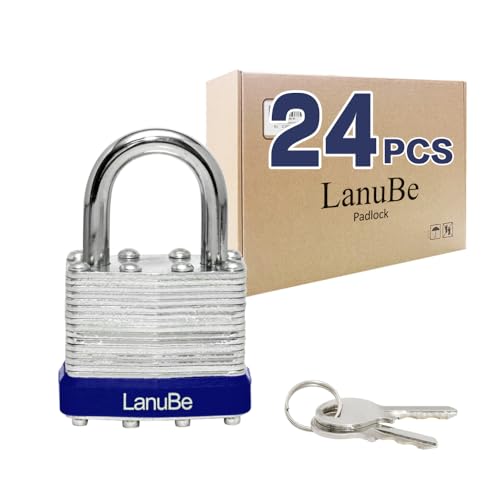 LanuBe Lock Laminated keyed Padlock (1-9/16", 40mm), keyed Alike Locks, Normal Shackle, Pack of 24 - Image 1
