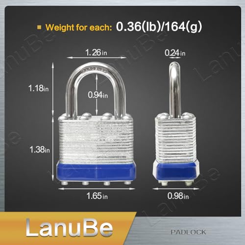 LanuBe Lock Laminated keyed Padlock (1-9/16", 40mm), keyed Alike Locks, Normal Shackle, Pack of 24 - Image 2