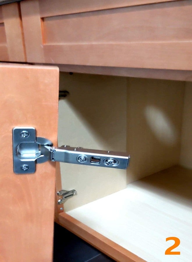 Elysian 2 Piece Clip on Soft Close Hinges 105 Degree Self Close for Frameless Cabinet with Mounting Plates Full Overlay Premium Included Screws 1 Pair 00mm Kitchen Cabinet Furniture Hardware - Image 4