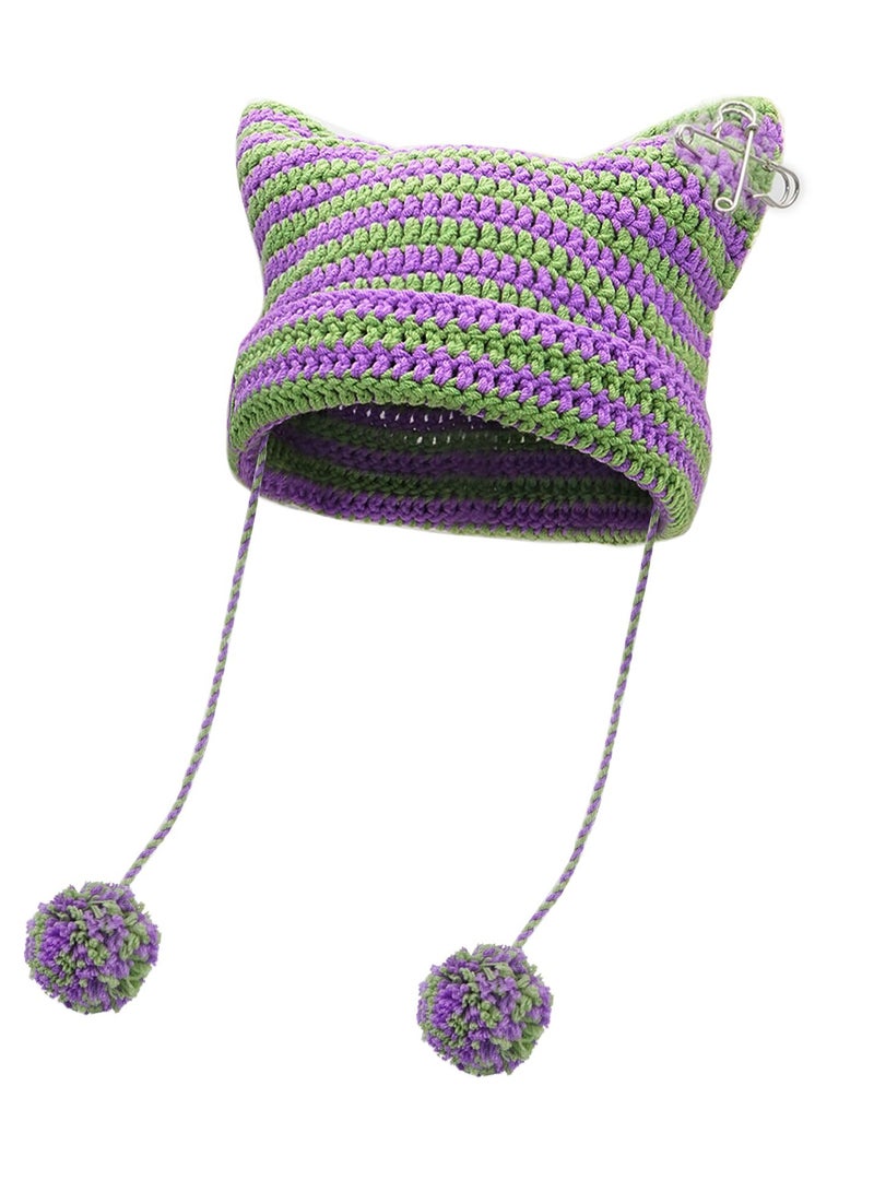 Stylish Women's Crochet Beanies - Warm Winter Caps with Cat and Fox Designs, Perfect for Girls and Women - Image 1