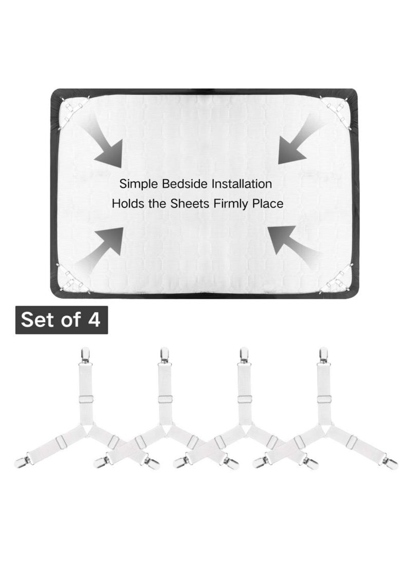 4 قطع من الألواح البيضاء -المستقيمة -مثبتات الألواح، 4 حاويات مرنة مثلثية قابلة للضبط معلق مثلثي حامل مقبض شرائط لأغطية السرير، أغطية الفراش، كوشيون الأريكة - Image 5