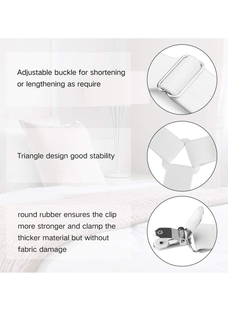 4 قطع من الألواح البيضاء -المستقيمة -مثبتات الألواح، 4 حاويات مرنة مثلثية قابلة للضبط معلق مثلثي حامل مقبض شرائط لأغطية السرير، أغطية الفراش، كوشيون الأريكة - Image 2