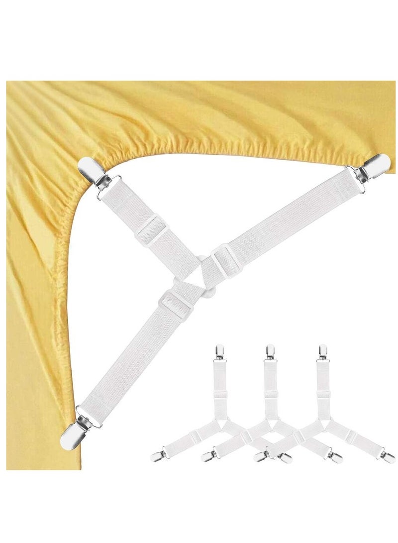4 قطع من الألواح البيضاء -المستقيمة -مثبتات الألواح، 4 حاويات مرنة مثلثية قابلة للضبط معلق مثلثي حامل مقبض شرائط لأغطية السرير، أغطية الفراش، كوشيون الأريكة - Image 1
