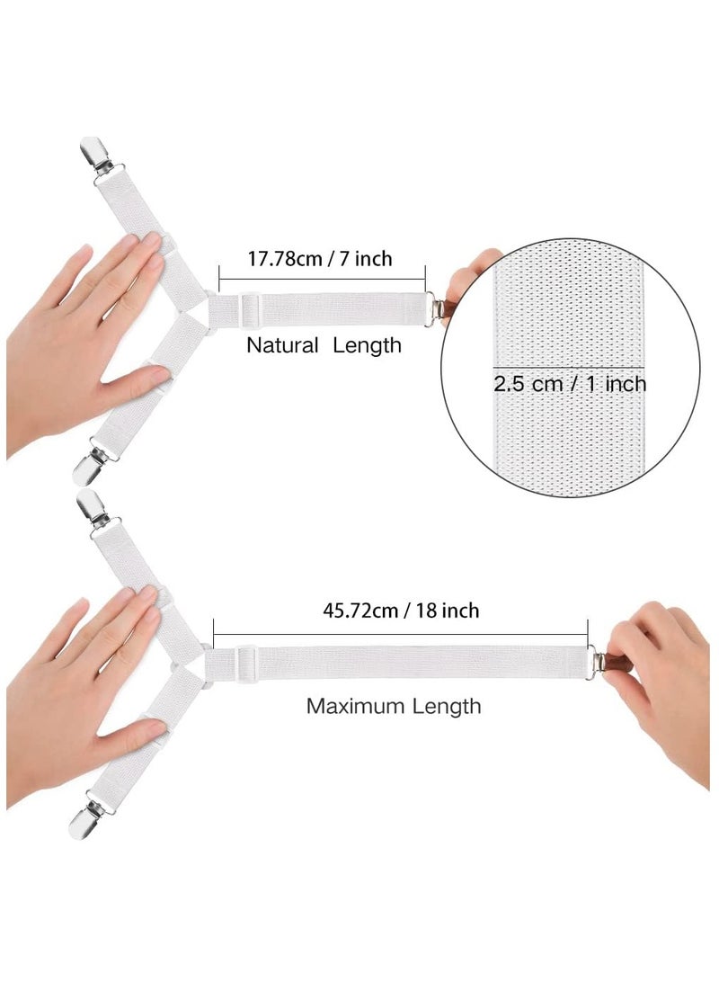 4 قطع من الألواح البيضاء -المستقيمة -مثبتات الألواح، 4 حاويات مرنة مثلثية قابلة للضبط معلق مثلثي حامل مقبض شرائط لأغطية السرير، أغطية الفراش، كوشيون الأريكة - Image 4