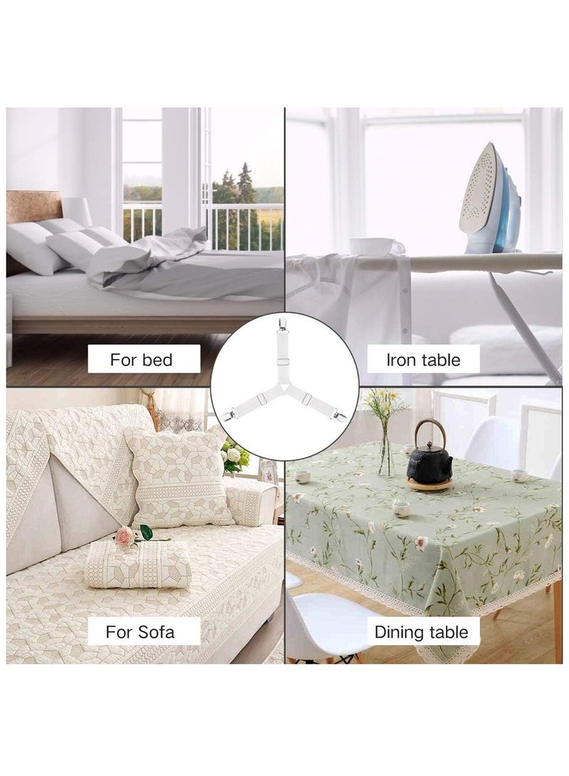 4 قطع من الألواح البيضاء -المستقيمة -مثبتات الألواح، 4 حاويات مرنة مثلثية قابلة للضبط معلق مثلثي حامل مقبض شرائط لأغطية السرير، أغطية الفراش، كوشيون الأريكة - Image 3