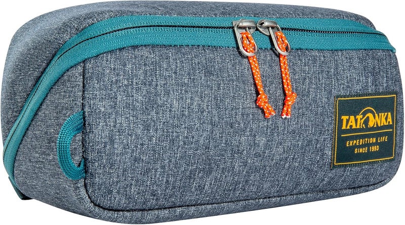 Tatonka Kulturbeutel Square Zip Pouch M (2L) - Aufklappbare Waschtasche mit 2 Reißverschluss-Netztaschen PFC/PFAS-frei - 10 x 25 x 9 cm, Navy, 10 x 25 x 9 cm, Hinged Wash Bag - Image 1