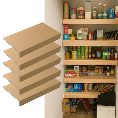 Gideio 5 Pack Size24x12in Wire Shelf Cover for Pantry, Closet, Kitchen – Waterproof PVC Wood-Look Wire Rack Covers for Shelves, Multiple No-Tool Installation - Image 1