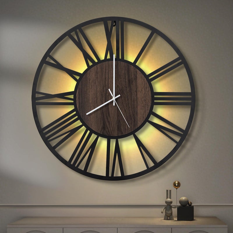 LEIKE Large Wall Clocks with Night Light Battery OperatedSilent Non TickingRustic Modern Big Wood Clock for Living Room BedroomKitchenFarmhouseOfficeHome Decor20 InchRoman Numerals