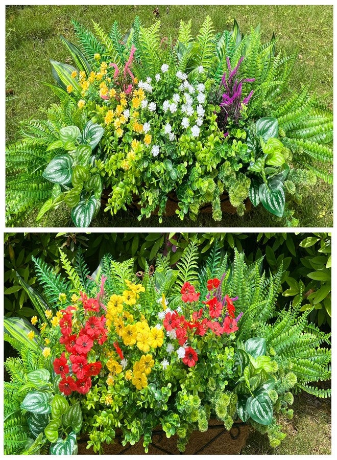 Alupssuc 24 Pcs Artificial Plants Flowers for Outdoors, Realistic Faux UV Resistant Greenery & Silk Flowers,Fake Plastic Shrubs Stems No Fade for Indoor Outside Garden Patio Spring Planter Home Decor - Image 4