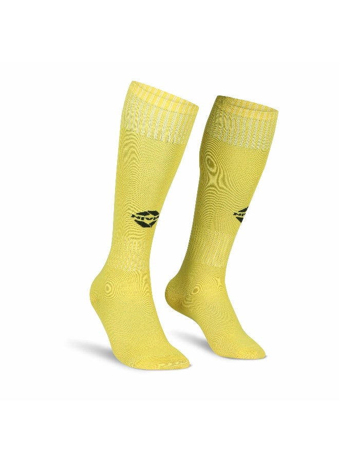 نيفيا جوارب كرة القدم من Plain Encounter للرجال والنساء، جوارب بطول الركبة، جوارب كرة القدم، جوارب كرة القدم، (أصفر/أسود، مقاس متوسط) - Image 1