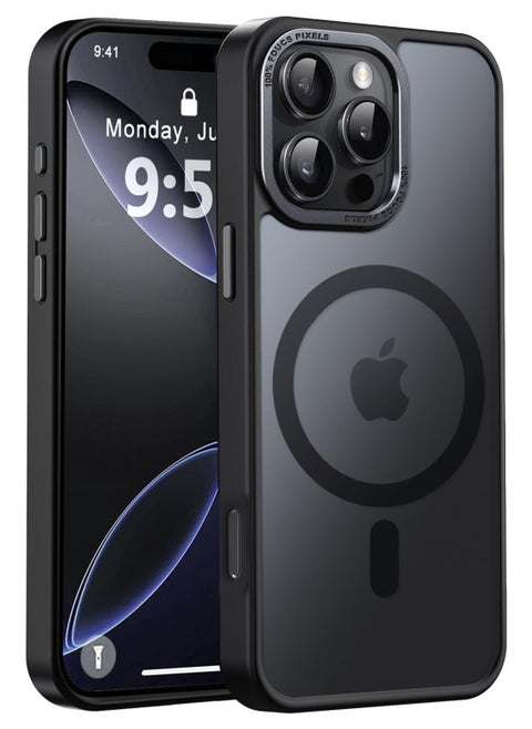 Magnetic Case for iPhone 16 Pro Max 6.9 Inch Case Translucent Matte Phone Case Slim Thin Shockproof Anti-Yellow Women Men Girls Boys Protective Cover (Black)