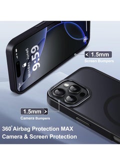 Generic Magnetic Case for iPhone 16 Pro Max 6.9 Inch Case Translucent Matte Phone Case Slim Thin Shockproof Anti-Yellow Women Men Girls Boys Protective Cover (Black)  - Image 3