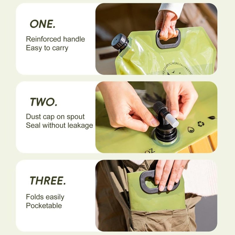 SPITEN Portable Folding Water Carrier – 8L Water Storage Bag for Camping, Cycling and Travel | Collapsible Water Container Camping Bag - Multicolour (31x41x1 CM) - Image 5