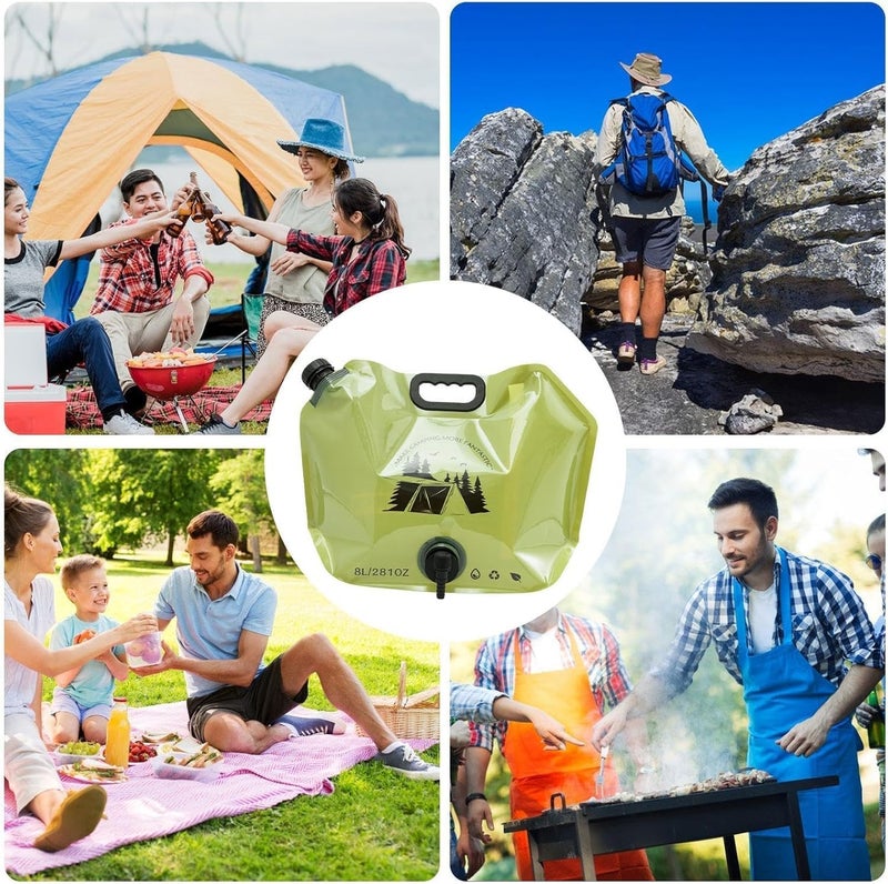 SPITEN Portable Folding Water Carrier – 8L Water Storage Bag for Camping, Cycling and Travel | Collapsible Water Container Camping Bag - Multicolour (31x41x1 CM) - Image 2