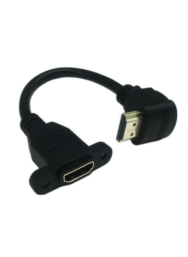 CERRXIAN 15Cm 6Inch High Speed Hdmi 2.0 Up Angle Hdmi 2.0 Male To Female Extension Cable With Screw Hole Panel Mount Support 4K 60Hz Resolution For Blu Ray Player 3D Tv Roku Xbox360 (Black) (U) - Image 1