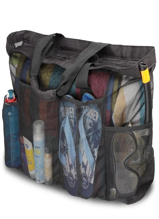 GOTDYA - GOTDYA XL Mesh Beach Bags and Totes,Extra Large Beach Bag with Zipper and Pockets,Oversized Big Beach Duffle Bag for Towels Beach Toys,Ideal for Your Family Beach/Pool Trip - Image 1