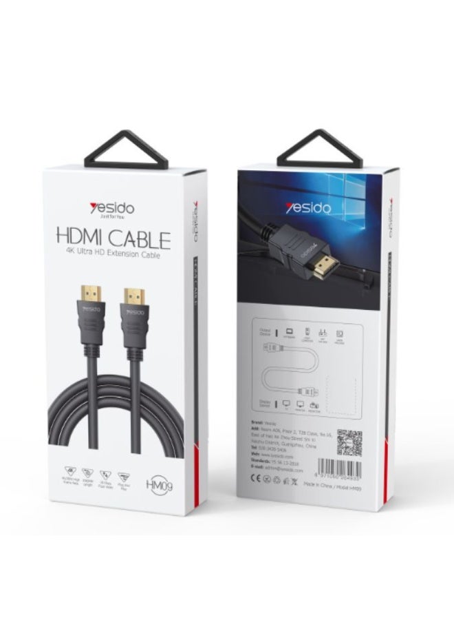Yesido HM09 1.5 Meters 4K 30Hz High Frame Rate HDMI to HDMI PVC Cable High-Quality Audio Video Transmission Wire | Model HM09 | By Yesido - Image 5