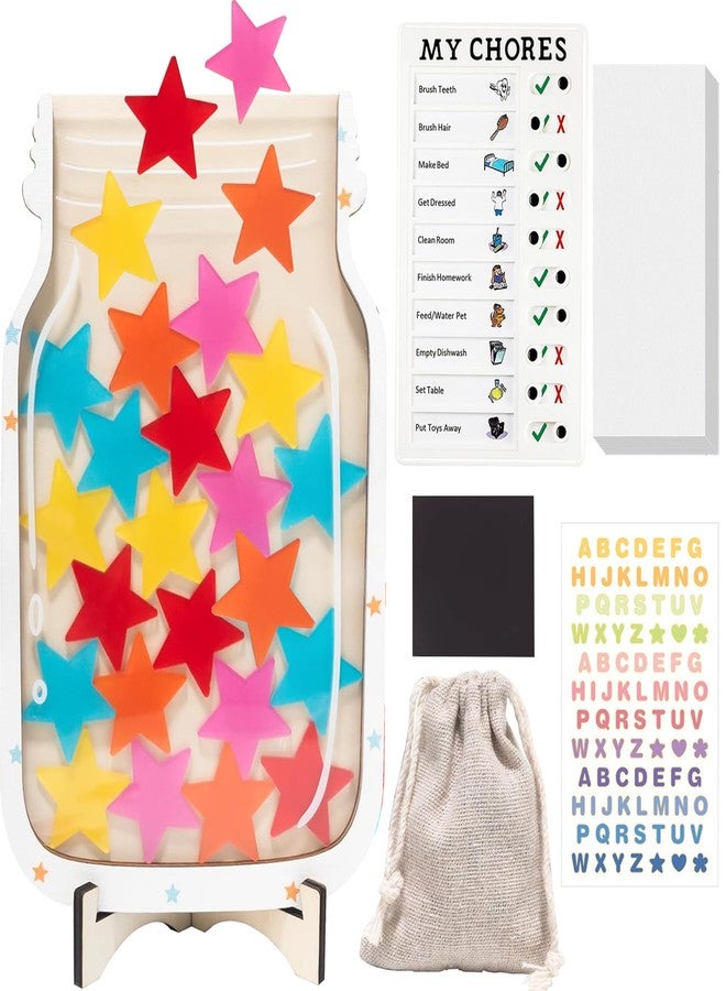 KYLELOVE Reward Jars for Kids Star Reward Jar System Magnetic Classroom Rewards Chart Behavior Chart for Kids Potty Training Rewards Jar Reward Management Tool for Toddle Student - Image 1