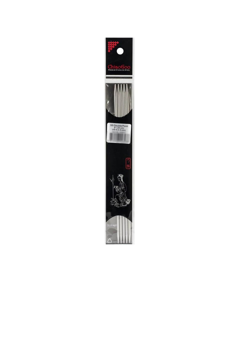 ChiaoGoo - Double Point Stainless Knitting Needles 8in 5/pkg Size 4/3.5mm - Image 1