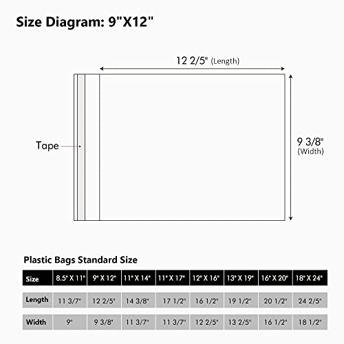 Somime 50 Pack Acid-Free Crystal Clear Sleeves Storage Bags for 9x12 Art Prints/Pictures/Photos/Framing Mat Mattes (Bag Size: 9 3/8"x12 2/5") - Image 2