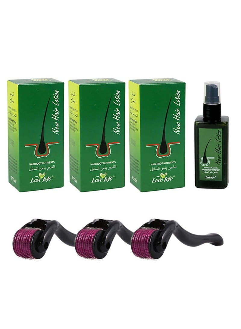AS SEEN ON TV مجموعة من 3 زيوت شعر جديدة من Love Jojo مع 3 أسطوانات ديرما لإعادة نمو الشعر