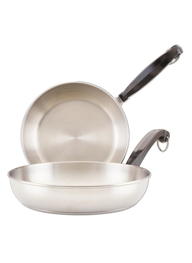 Farberware Classic Stainless Steel Frying Pan Set/Fry Pan Set/Stainless Steel Skillet Set - 8.25 Inch and 10 Inch, Silver - Image 1