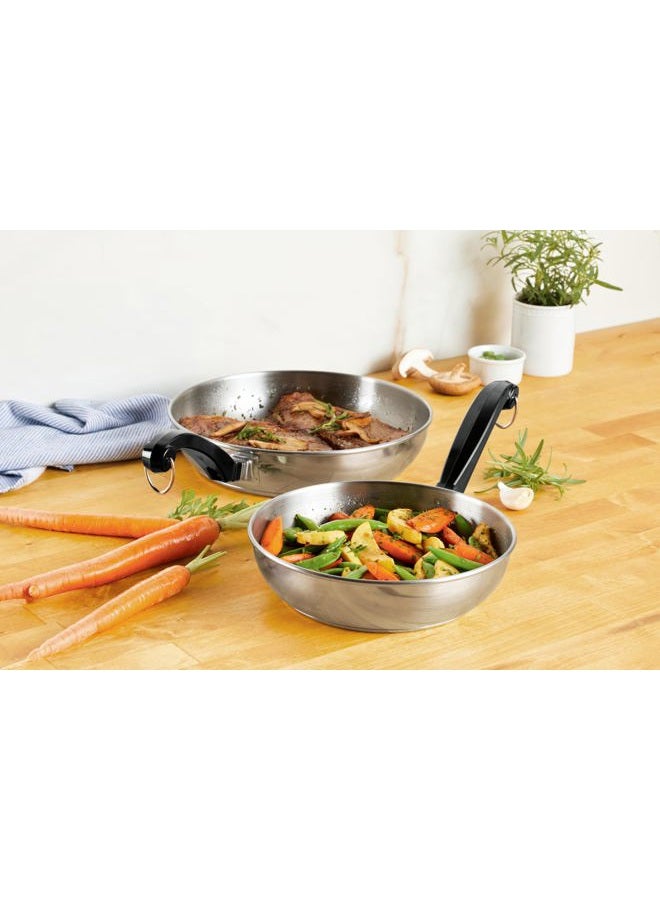 Farberware Classic Stainless Steel Frying Pan Set/Fry Pan Set/Stainless Steel Skillet Set - 8.25 Inch and 10 Inch, Silver - Image 2