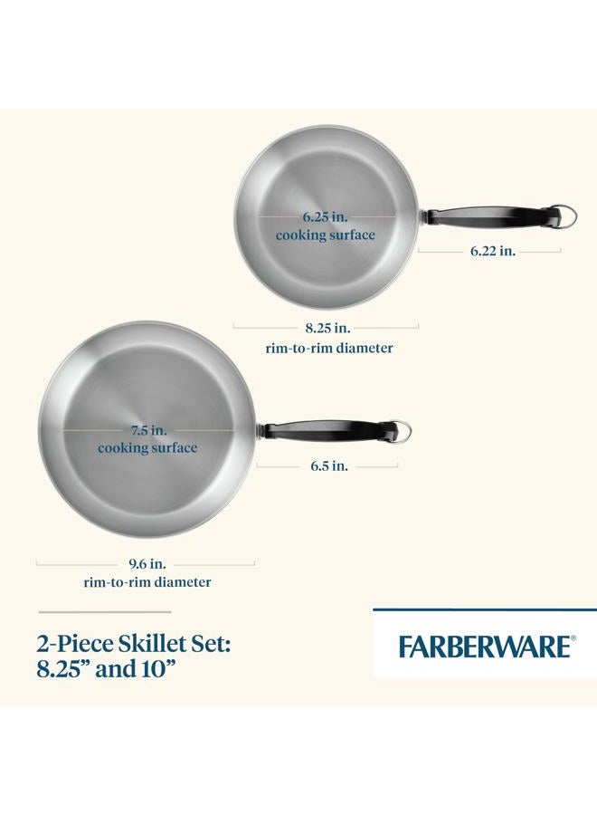 Farberware Classic Stainless Steel Frying Pan Set/Fry Pan Set/Stainless Steel Skillet Set - 8.25 Inch and 10 Inch, Silver - Image 3