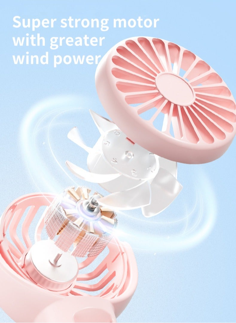 Jourvent Portable Misting Fan, 3-in-1 Handheld Personal Fan with Humidifier u0026 Night Light, USB Rechargeable Battery Operated, 4 Speeds u0026 Quiet Operation - Mini Desk Fan for Travel, Office, Outdoors ( - Image 3