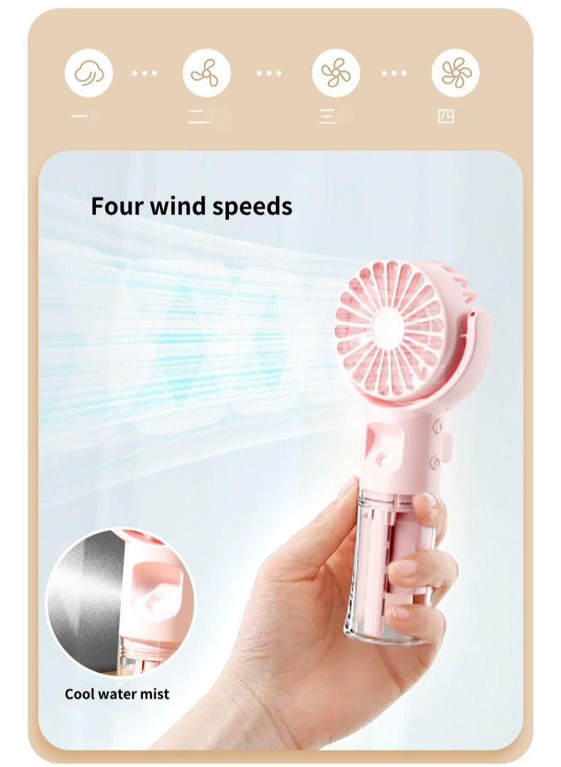 Jourvent Portable Misting Fan, 3-in-1 Handheld Personal Fan with Humidifier u0026 Night Light, USB Rechargeable Battery Operated, 4 Speeds u0026 Quiet Operation - Mini Desk Fan for Travel, Office, Outdoors ( - Image 4