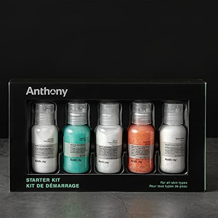 Anthony Starter Kit, 5 Count, Glycolic Facial Cleanser, Facial Scrub, All Purpose Facial Moisturizer, Invigorating Rush Hair & Body Wash, Shave Cream - Image 2