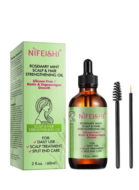 Nourishing Treatment Organics Rosemary Mint Scalp Hair Strengthening Essential Oils With Biotin for All Hair Types 60ml
