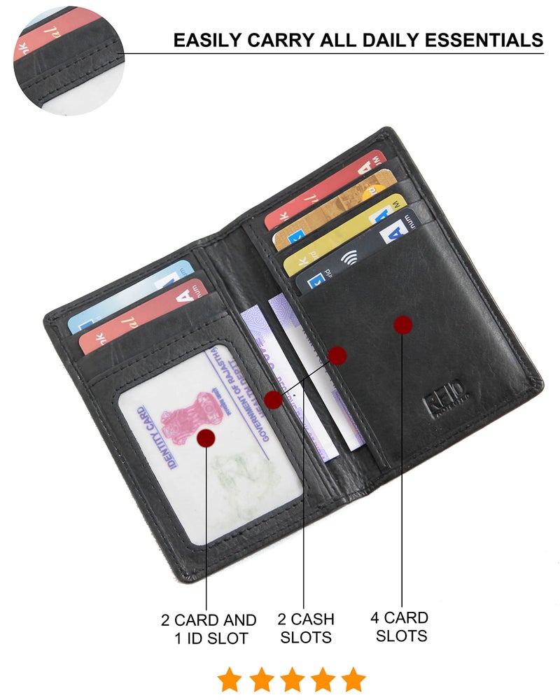 Husk N Hoof RFID Protected Leather Credit Card Holder Wallet for Man Women | Card Holder for Men Woman | Napa Black - Image 2