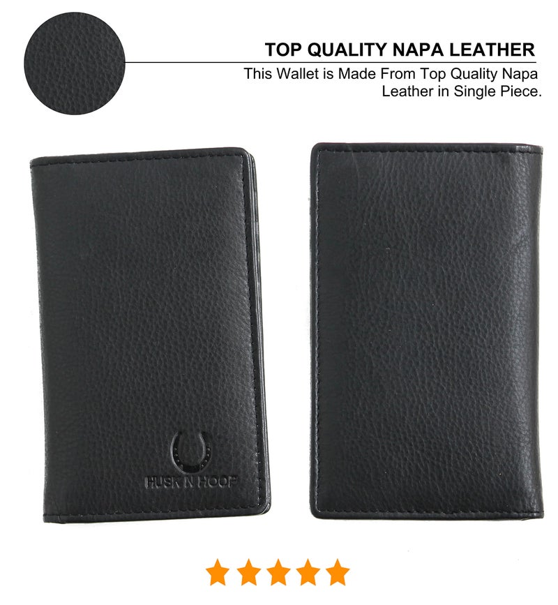 Husk N Hoof RFID Protected Leather Credit Card Holder Wallet for Man Women | Card Holder for Men Woman | Napa Black - Image 4