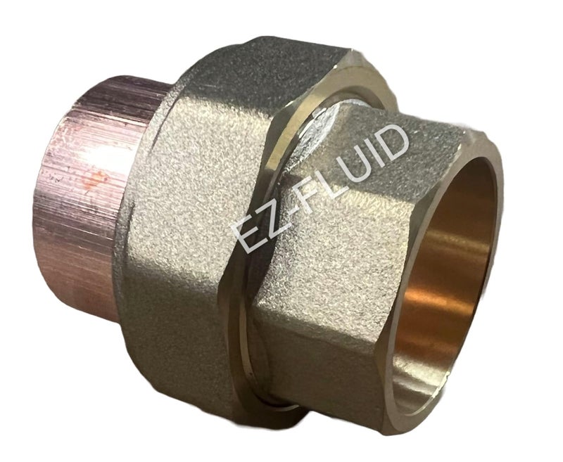 EZ-FLUID 1Pack EZFLUID Plumbing 1 C X C Copper Union Copper Union Fitting CxC Solder Sweat Straight Connection Repair Coupling FittingsLF Brass - Image 2