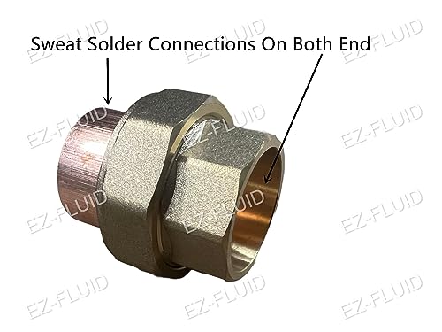 EZ-FLUID 1Pack EZFLUID Plumbing 1 C X C Copper Union Copper Union Fitting CxC Solder Sweat Straight Connection Repair Coupling FittingsLF Brass - Image 3