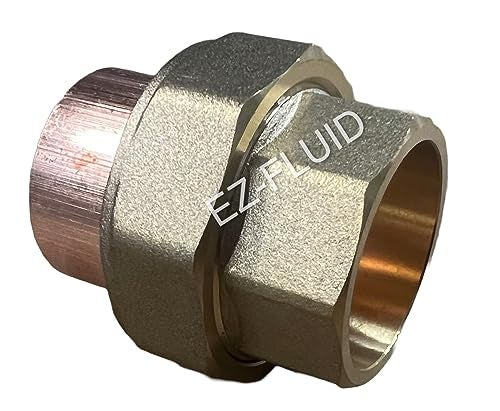 EZ-FLUID 1Pack EZFLUID Plumbing 1 C X C Copper Union Copper Union Fitting CxC Solder Sweat Straight Connection Repair Coupling FittingsLF Brass - Image 1