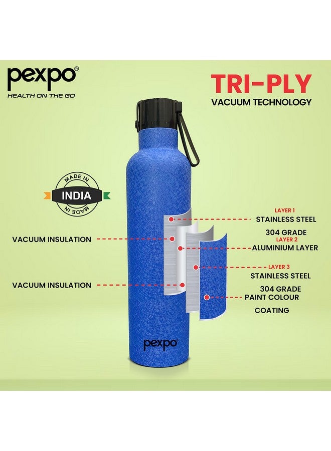 Pexpo Oslo Pro Hot & Cold Stainless Steel Water Bottle |Thermosteel Flask|Vacuum Insulated |ISI Certified |750ml, Blue| Gift for Girls & Boys|Office | Home | Gym | Adults| RCB Edition - Image 5