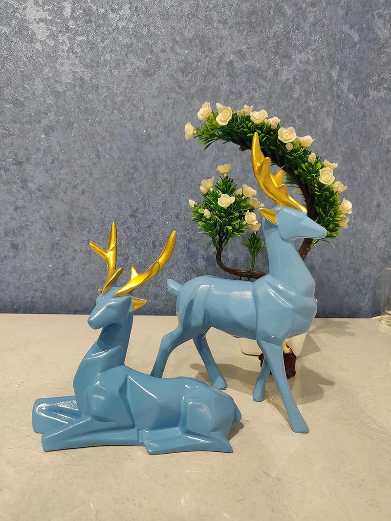 zart HiranDeer Pair Showpiece for Home Decor Showpiece Office Table Decor Showpiece Set of 2 SkyBlue Color - Image 3