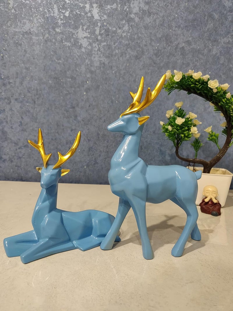 zart HiranDeer Pair Showpiece for Home Decor Showpiece Office Table Decor Showpiece Set of 2 SkyBlue Color - Image 4